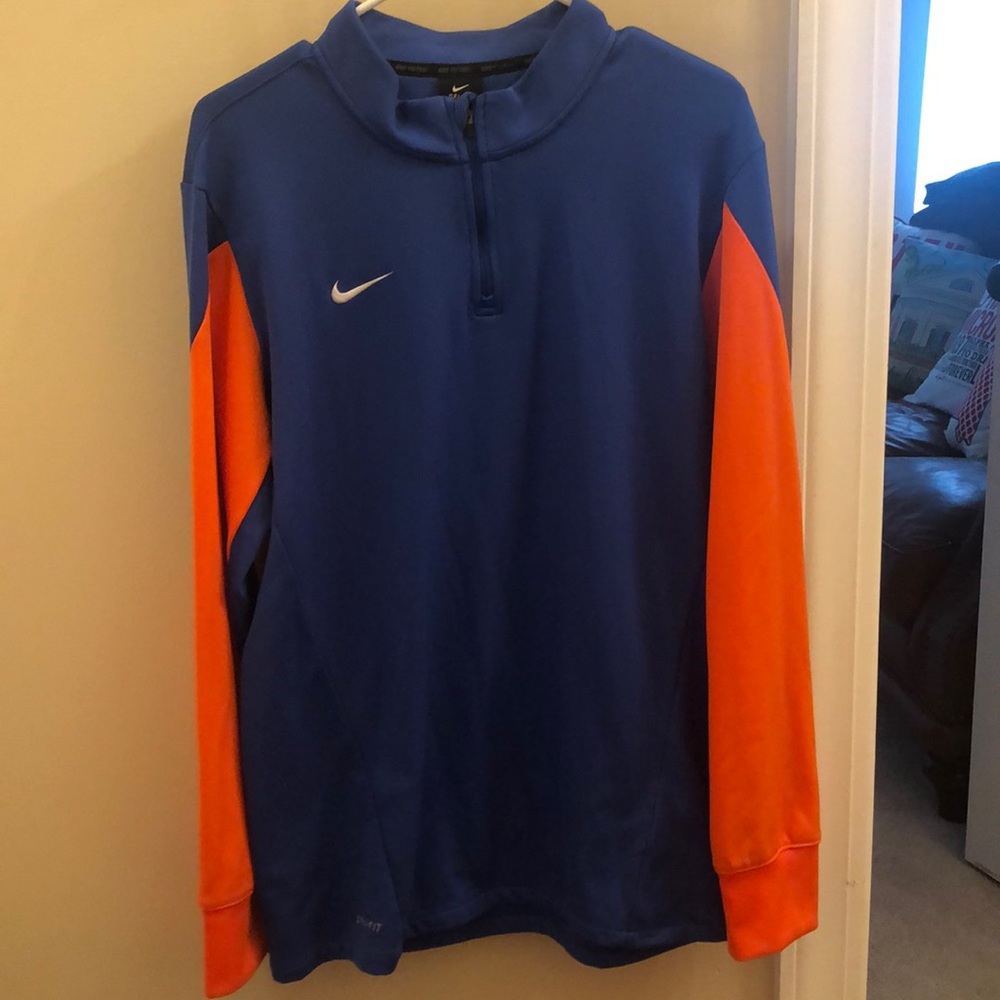 LIKE NEW Nike Orange & White Quarter Zip Pullover